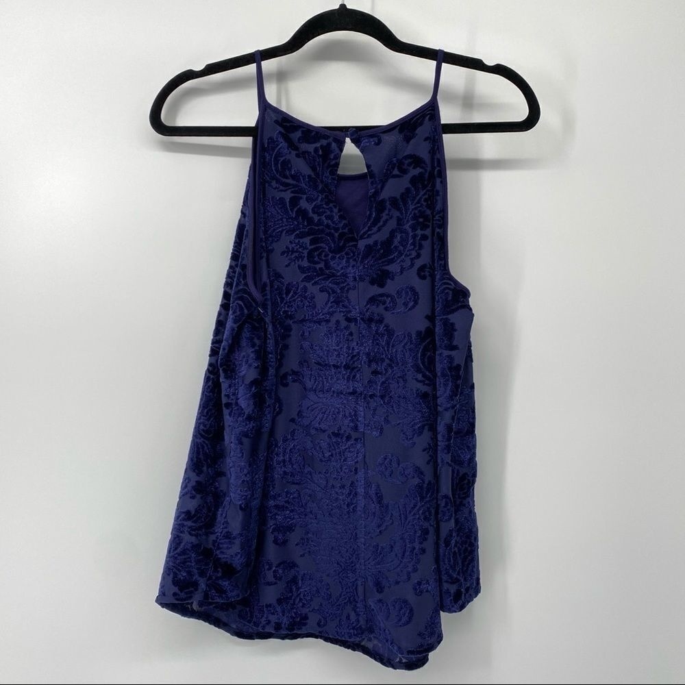 Cable & Gauge Dark Blue Crushed Print Velvet Tank - Picture 7 of 7